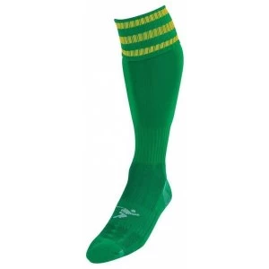 PT 3 Stripe Pro Football Socks Boys Green/Gold