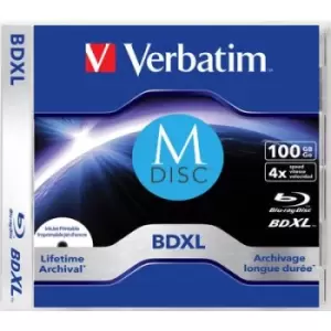 Verbatim 43833 Blank M-Disc Bluray DVD 100 GB Slim case Printable