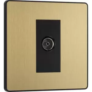 BG Evolve Brushed (Black Ins) Single Socket For TV Or Fm Co-Axial Aerial Connection in Brass Steel