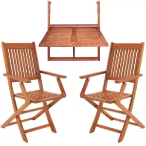 Balcony Hanging Table incl. 2 Chairs 3 Pcs. Acacia Wood FSC -certified