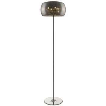 4 Light Floor Lamp Chrome, Crystal with Smoked Glass Shade, G9 - Spring Lighting