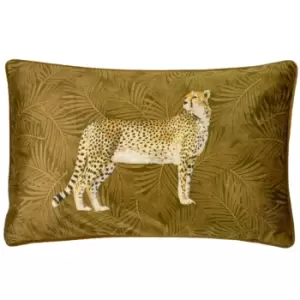 Cheetah Forest Velvet Cushion Gold / 30 x 50cm / Polyester Filled