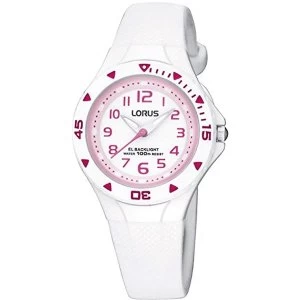Lorus R2335DX9 Chidrens Analogue Watch - White with Pink Numerals