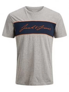 Jack & Jones Boys Short Sleeve Logo T-Shirt - Grey Marl, Size 10 Years