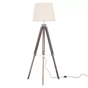 Clipper Light Wood Tripod Floor Lamp with Beige Aspen Shade
