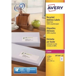 Avery LR7160 100 QuickPEEL Recycled Address Labels Pack of 2100 Labels