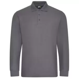 PRO RTX Mens Pro PiquA Long-Sleeved Polo Shirt (L) (Solid Grey)