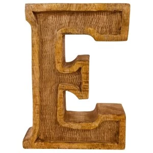 Letter E Hand Carved Wooden Embossed
