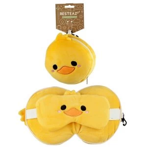 Relaxeazzz Plush Cutiemals Duck Round Travel Pillow & Eye Mask