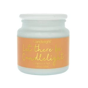 Large Frosted Wax Filled Glass Jar Let There Be Candlelight - Orangeblossom Musk Scent