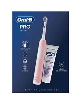 Oral-B Pro 1 3D White Pink + 3Dw Luxe Paste
