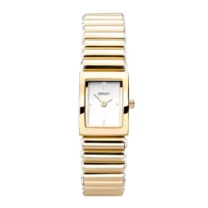 Seksy Edge Quartz Silver Dial Gold PVD Stainless Steel Bracelet Ladies Watch 2866