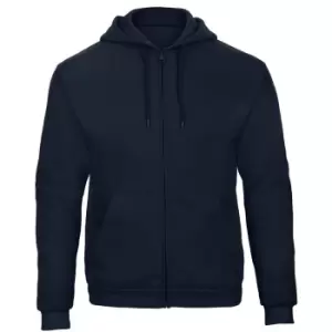 B&C Adults Unisex ID.205 50/50 Full Zip Hooded Sweatshirt (M) (Navy Blue)