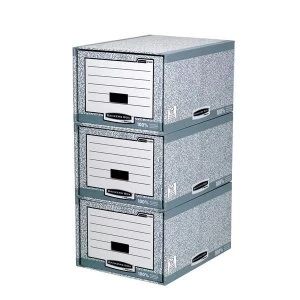 Bankers Box by Fellowes System A4Foolscap Storage Drawer Stackable GreyWhite 1 x Pack of 5 Drawers