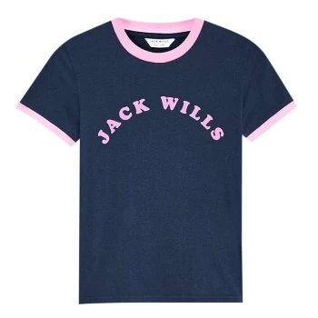 Jack Wills Blackmore Flocked Ringer T-Shirt - Navy