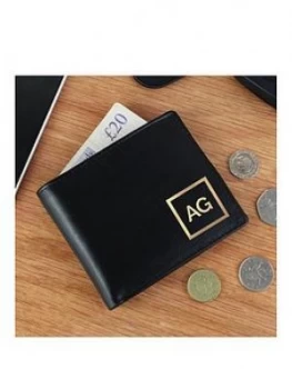 Personalised Gold Initals Black Leather Wallet