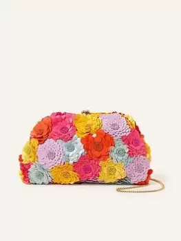 Accessorize 3D Floral Clutch Bag, Multi, Women