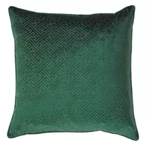 Florence Embossed Velvet Cushion Emerald, Emerald / 55 x 55cm / Polyester Filled