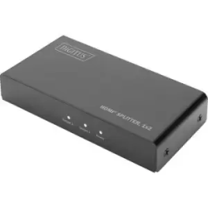 Digitus DS-45324 2 ports HDMI splitter LED display, Steel casing, Ultra HD compatibility, + LED indicator lights 4096 x 2160 p Black