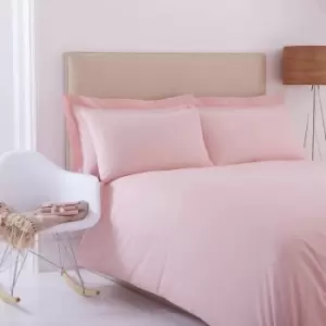 Poetry Plain Dye 144 Thread Count Combed Yarns Pink Double Duvet Cover Set - Pink - Charlotte Thomas