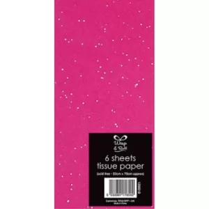 6 Glitter Tissue Paper Pink