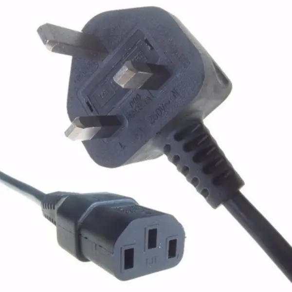 Connekt Gear Black 5A UK Mains Plug Top to IEC Female C13 Kettle TV Power Cord Cable - 1.8 Meter 27-0110B