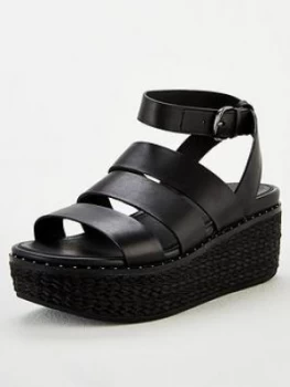 FitFlop Eloise Espadrille Wedge Sandal - Black, Size 7, Women