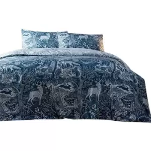 Creative Cloth Winter Woods Duvet and Pillowcase Set (Double) (Midnight Blue) - Midnight Blue