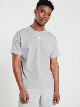 Adidas 3 Stripe Centre Logo T-Shirt - Medium Grey Heather