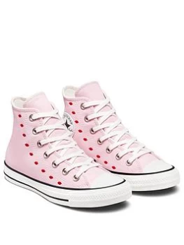 Converse Chuck Taylor All Star Crafted with Love Hi Top Trainers - Pink/White/Red, Size 5, Women