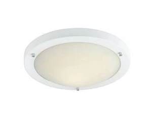 1 Light Flush Ceiling Light Matt White, Opal Glass IP54, E27
