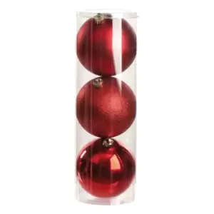 Christmas Shop Shiny/Matt/Glitter Baubles (Set Of 3) (One Size) (Red)