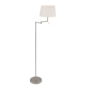 Bella Floor Lamp with Tapered Shade Steel Brushed