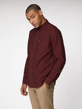 Ben Sherman Long Sleeve Oxford Shirt- Brown, Size L, Men