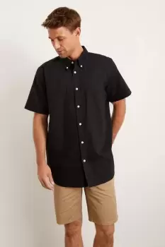 Black Short Sleeve Plus And Tall Oxford Shirt
