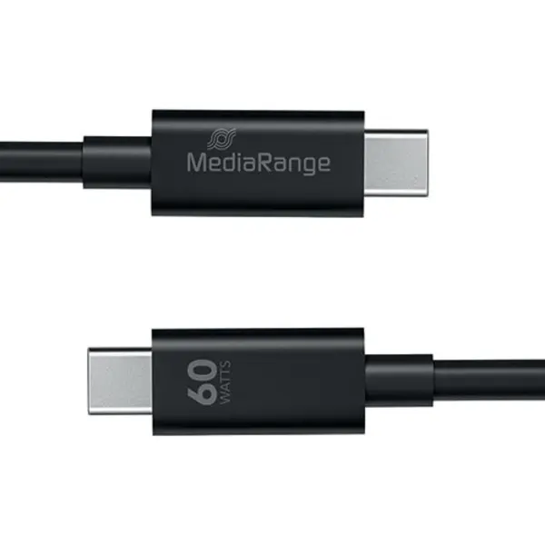 MediaRange MediaRange USB Type C Cable Charge and Sync USB 3.0 5Gbit 60W Max 1.2m Black MRCS213 MRCS213