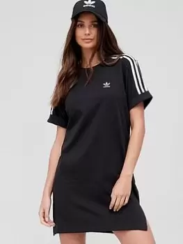 adidas Originals 3 Stripe Tee Dress - Black, Size 8, Women