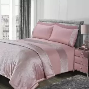 Sienna Glitter Super King Duvet Cover With Pillow Case Sparkle Velvet Bedding Set Blush Pink
