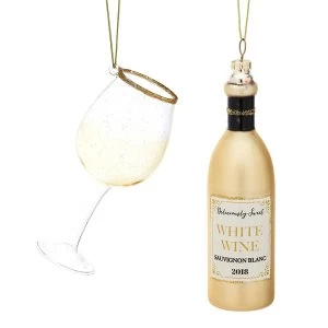 Sass & Belle (Set of 2) Christmas Cheer White Wine and Glass Shaped Bauble