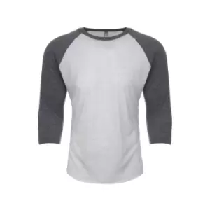 Next Level Adults Unisex Tri-Blend 3/4 Sleeve Raglan T-Shirt (M) (Premium Heather/Heather White)