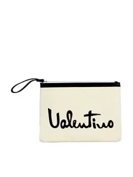 Valentino Bags Valentino Vacation Re Canvas Pouch/ Clutch- Natural, Beige, Women