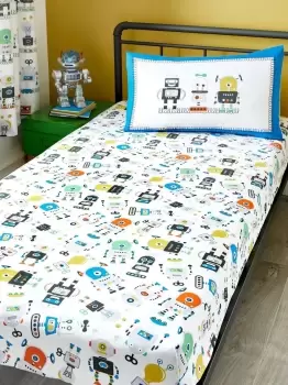 'Robots' Print Fitted Bed Sheet