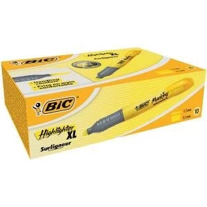 Bic Marking Highlighter XL Pen shaped Highlighter Pen Yellow Pack of