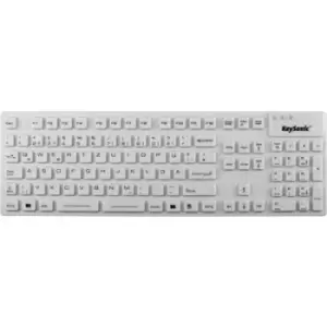 Keysonic KSK-8030 IN (DE) USB Keyboard German, QWERTZ, Windows White Sealed silicone cover, Water-proof (IPX7)