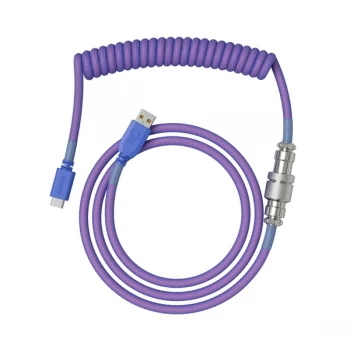 Glorious PC Gaming Race Coiled Cable Nebula USB-C to USB-A Braided - 1.37m Purple (LO-CBL-COIL-NEB