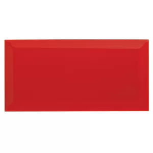 Wickes Bevelled Edge Red Gloss Ceramic Wall Tile 200 x 100mm
