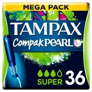 Tampax Compak Pearl Tampons Super 36ct
