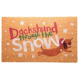 Christmas Dachshund Through The Snow Coir Door Mat