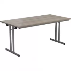 1400MM Rectangular Folding Table Silver/Grey Oak