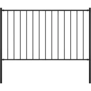 Fence Panel with Posts Powder-coated Steel 1.7x0.75 m Black vidaXL - Black